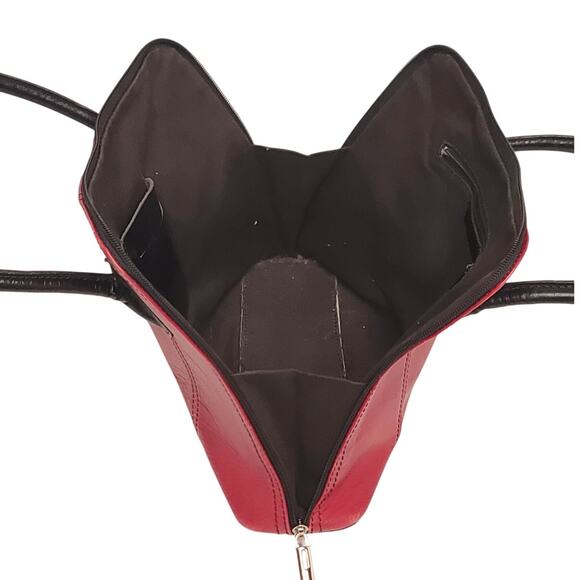 Vera Pelle Tote Shoulder Bag Red Italian Leather - Picture 6 of 7